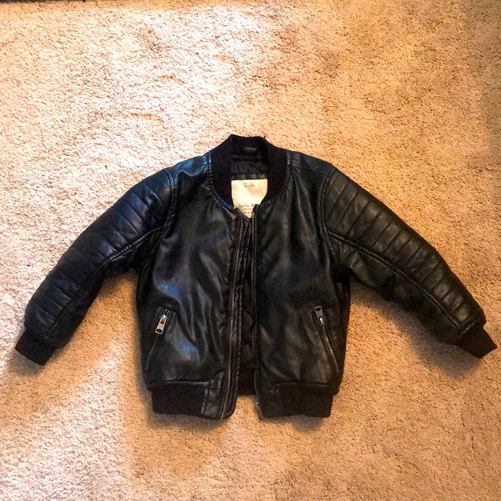 Zara boys vegan leather motorcycle jacket sz. 4-5